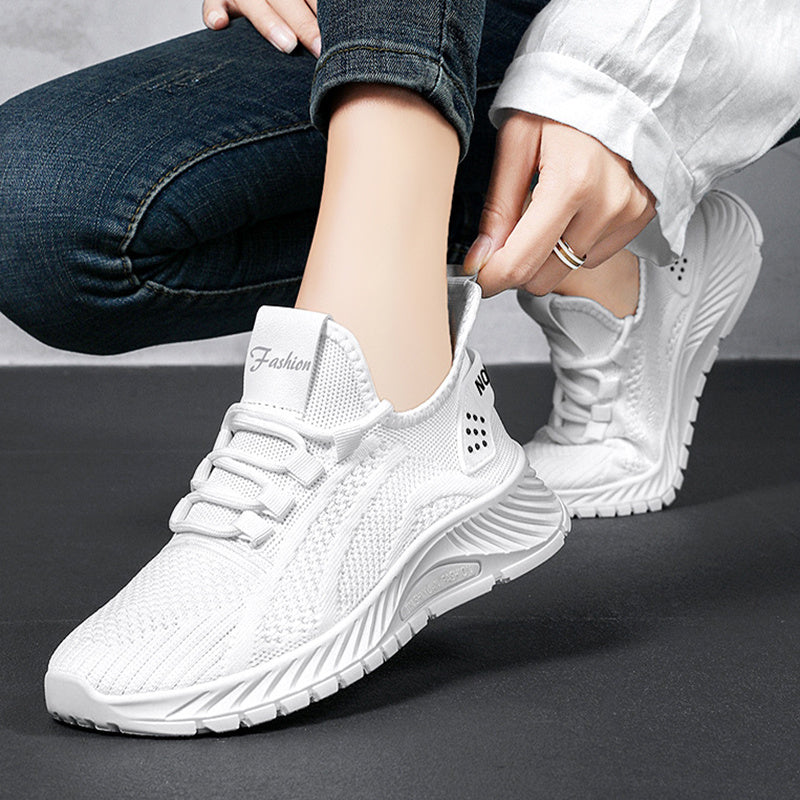 Modische, lässige Sportschuhe für Damen, flache Schnürschuhe, leichte, atmungsaktive Laufschuhe aus Mesh