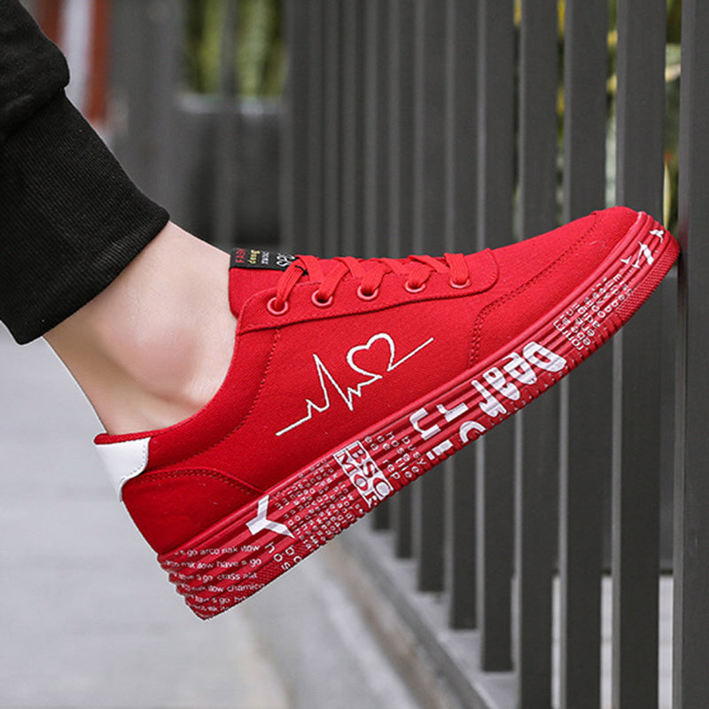 Love Print Canvas Schuhe Damen Herren Flats Schnürschuhe Freizeitschuhe Liebhaber Sportschuhe Valentinstag