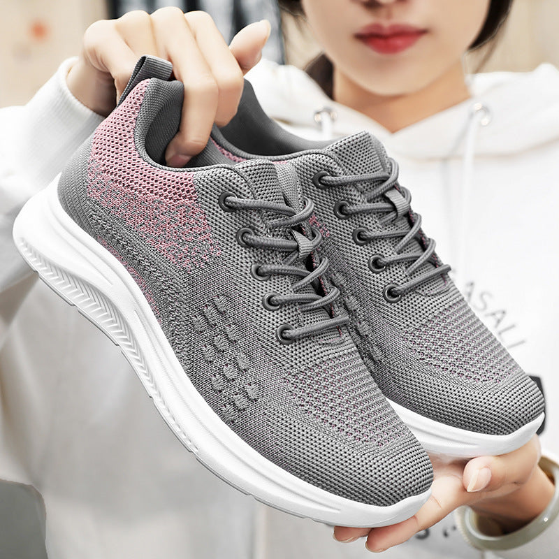 Schnür-Sneakers Damen Leichte atmungsaktive Flats Schuhe