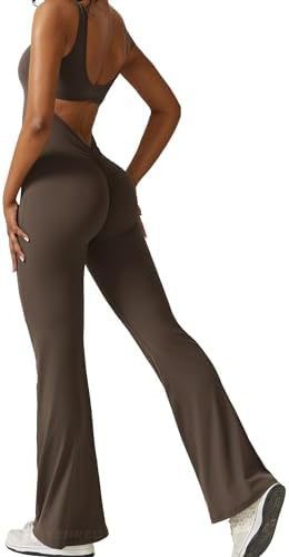 Frauen Ärmellose Flare Jumpsuits Fitness Yoga Lange Hosen
