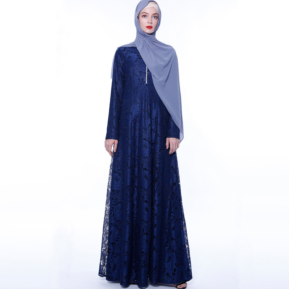 Arabische Damen-Spitzenkleid Muslimische Damenkleid Sommer