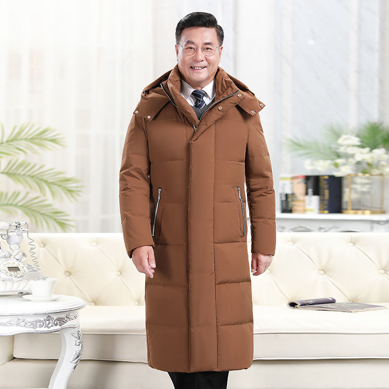 Winter verdickte lange Daunenjacke für Herren über dem Knie