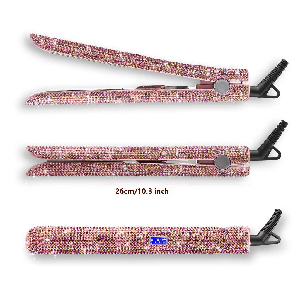 Professioneller Glitzer-Haarglätter mit Titanplatten, Diamant-Haarglätter, Kristall-Haarstyling-Hitzegerät