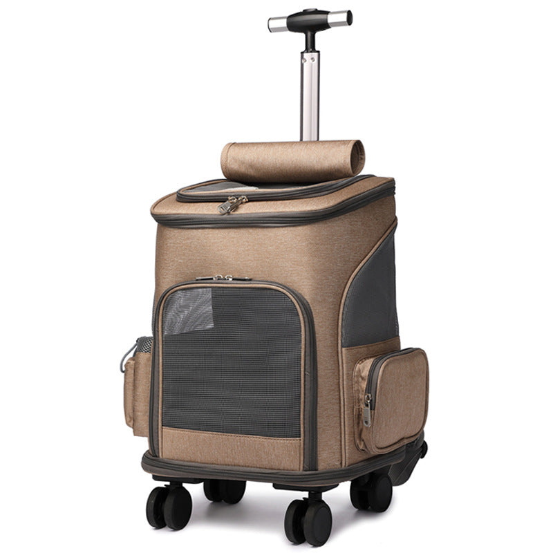Tragbarer faltbarer Trolley Haustierrucksack Reiserucksack für Katzen mit Universalrad Haustiertasche