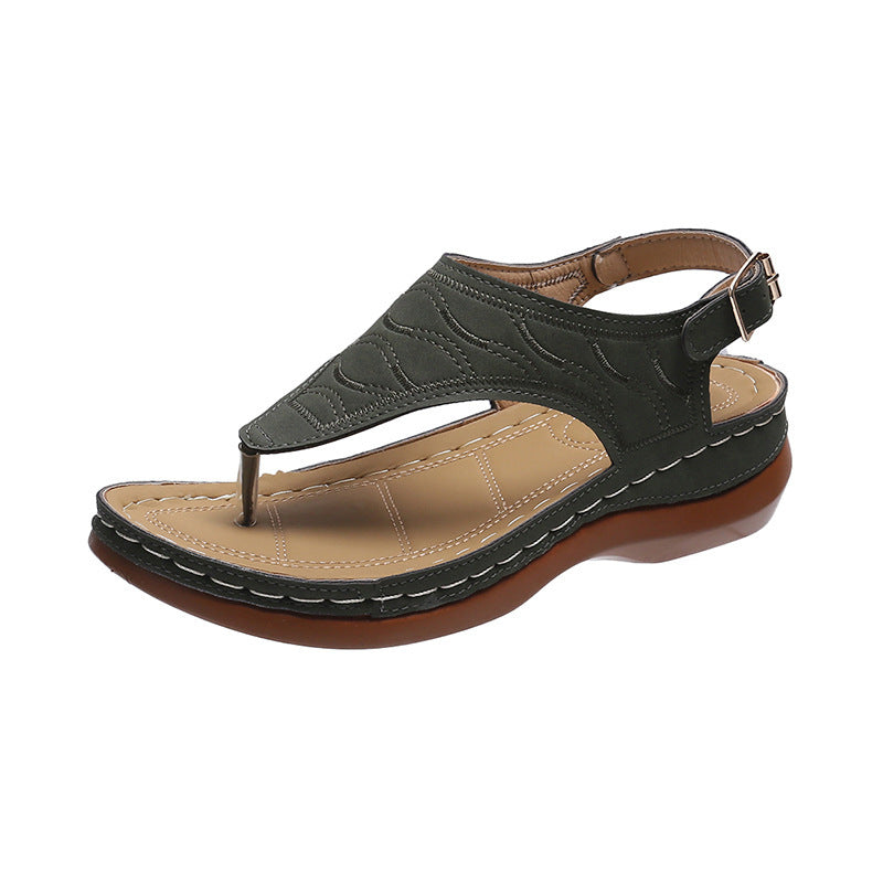 Lässige Sandalen Damen Keilabsatz Einfarbig Flip Flop Sandalen
