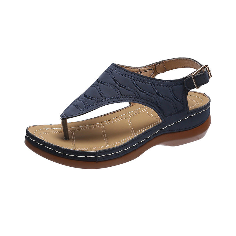 Lässige Sandalen Damen Keilabsatz Einfarbig Flip Flop Sandalen