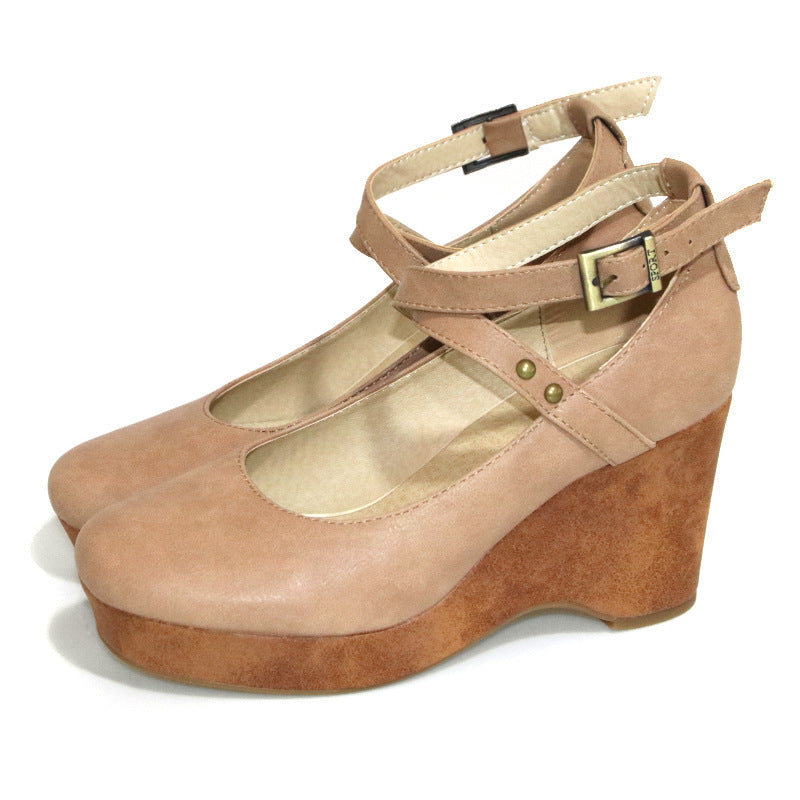 Sandalen mit Schnalle und Kreuzriemen und hohem, dickem Absatz für Damen