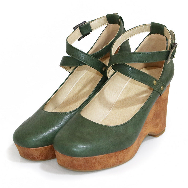 Sandalen mit Schnalle und Kreuzriemen und hohem, dickem Absatz für Damen