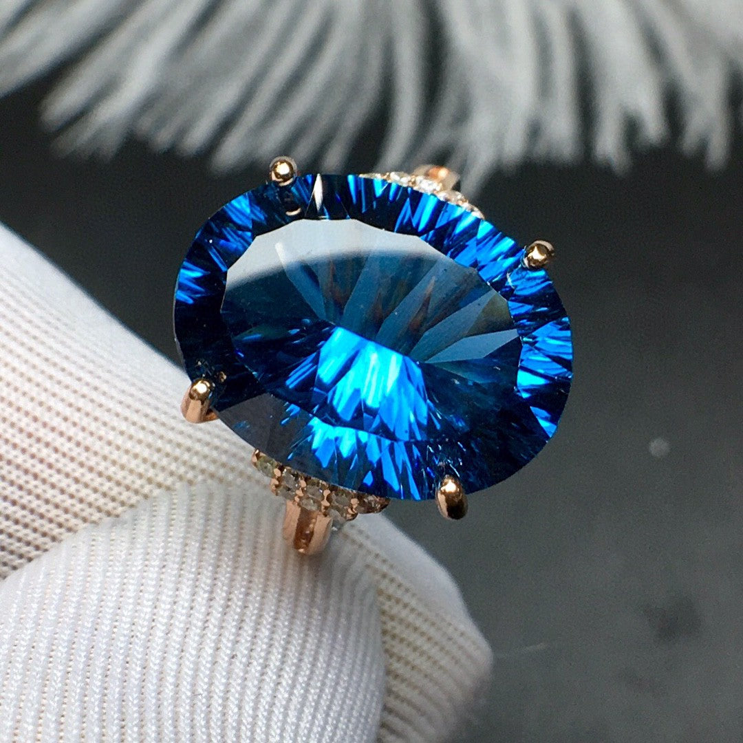 Blauer Topas Ring S925 Silber eingelegt