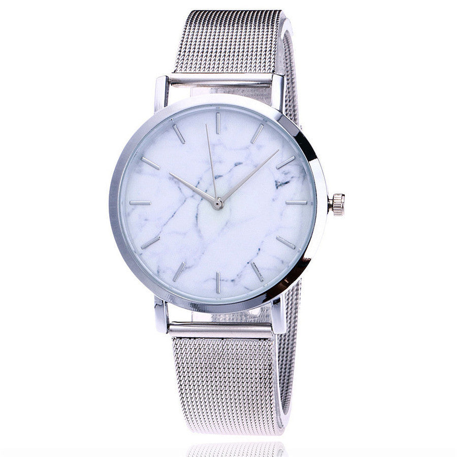 Vansvar mode marke silber und gold mesh band kreative marmor armbanduhr casual frauen quarz uhren geschenk relogio feminino