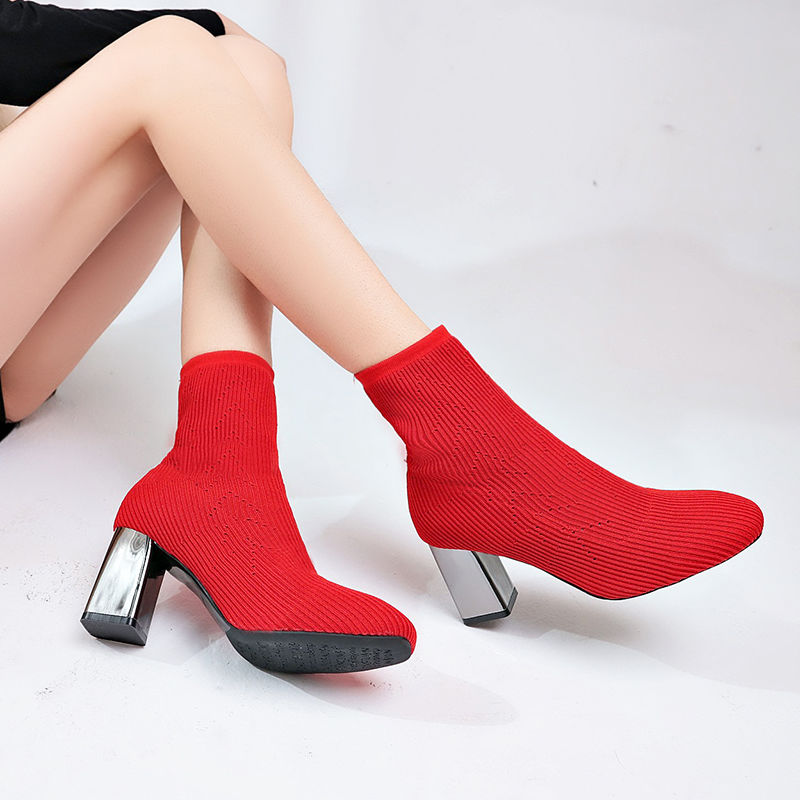 Elastische Stiefel Damen High Heels
