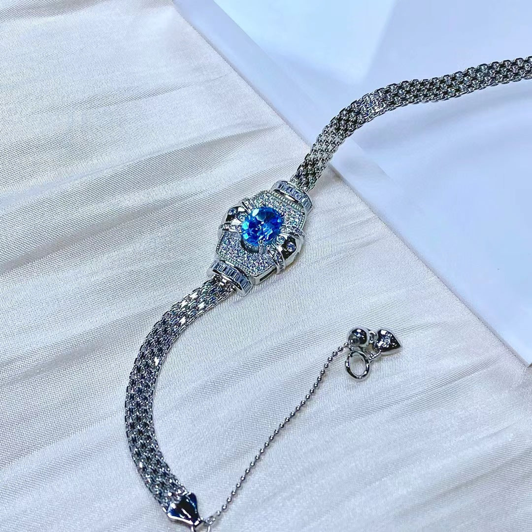 Damenarmband aus S925 Sterlingsilber mit Topas-Kristalleinlage