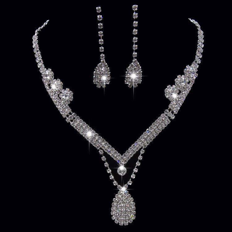 Europe et les États-Unis Commerce extérieur Collier de mariée en forme de goutte d'eau, boucles d'oreilles ensemble bijoux de mariage accessoires de mariage vente en gros