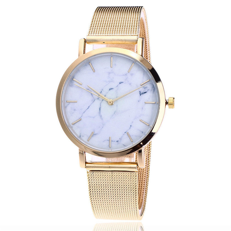 Vansvar mode marke silber und gold mesh band kreative marmor armbanduhr casual frauen quarz uhren geschenk relogio feminino