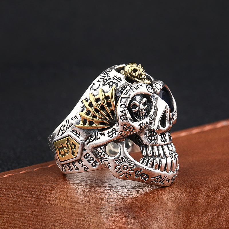 Mens Fashion Simple Dominant Skull Shape Sterling Silver Ring