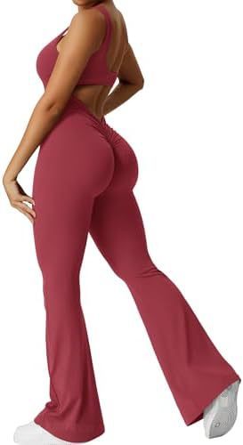 Frauen Ärmellose Flare Jumpsuits Fitness Yoga Lange Hosen