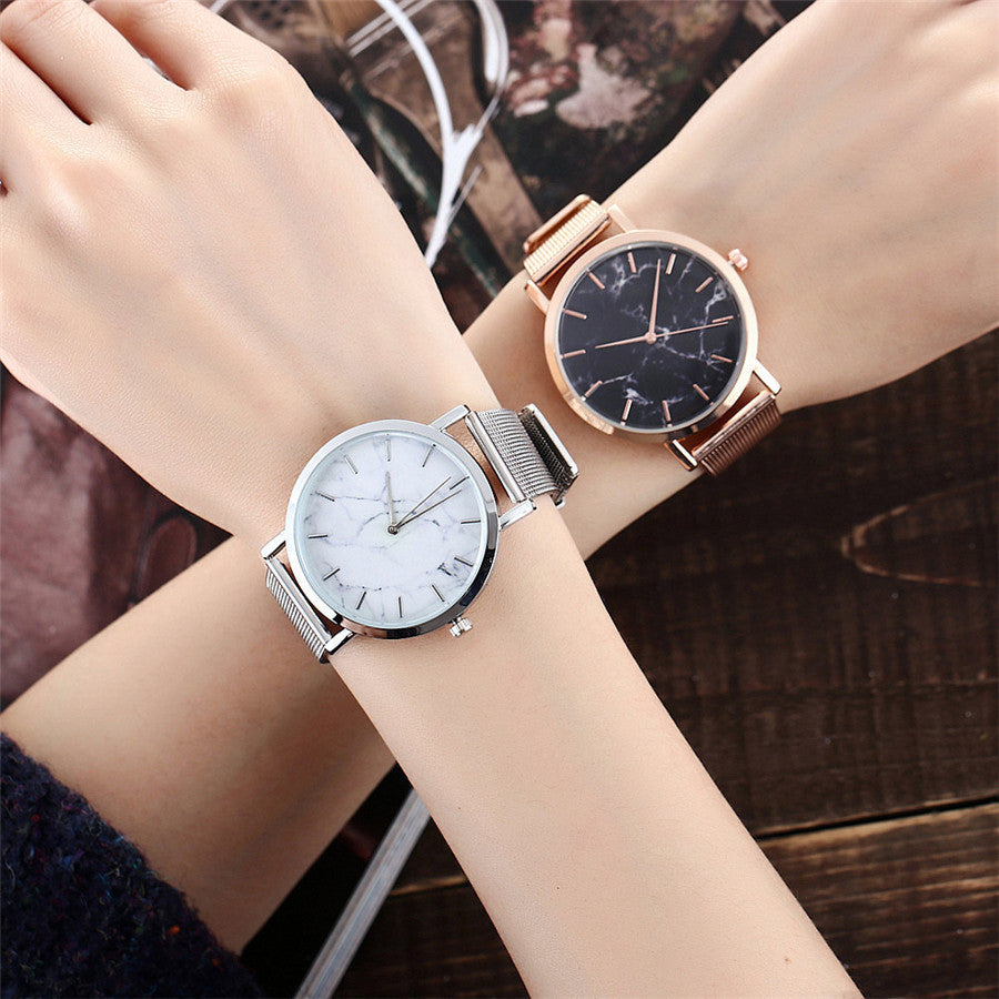 Vansvar mode marke silber und gold mesh band kreative marmor armbanduhr casual frauen quarz uhren geschenk relogio feminino