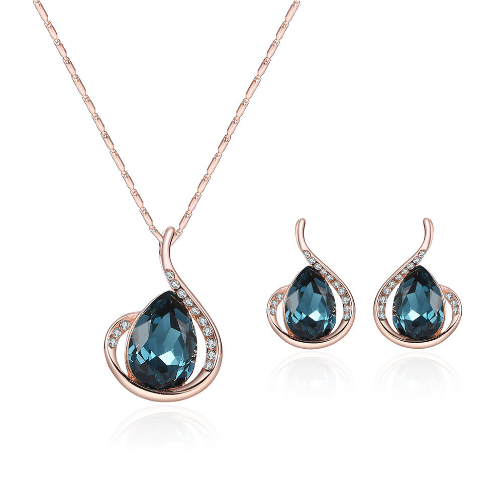 Diamant Kristall Halskette Und Ohrringe Zweiteiliges Braut Hochzeit Schmuck Set