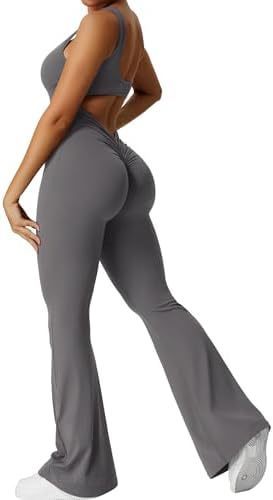 Frauen Ärmellose Flare Jumpsuits Fitness Yoga Lange Hosen