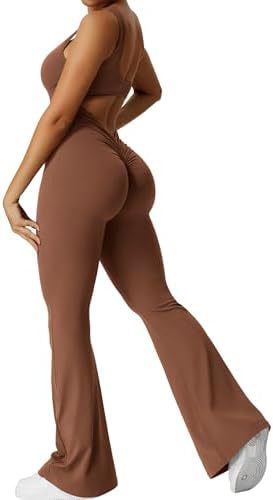 Frauen Ärmellose Flare Jumpsuits Fitness Yoga Lange Hosen