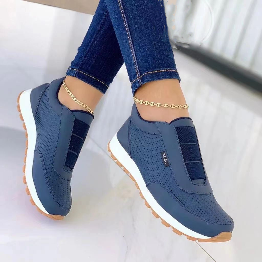 Damen Flache Schuhe Gummiband Design Schuhe Plateau Sneakers