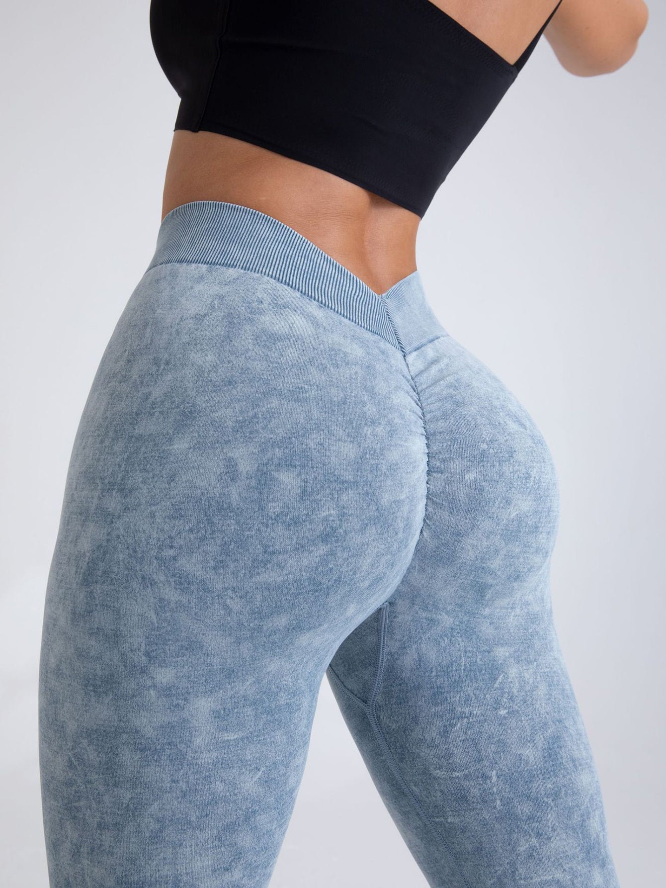 V-Back Scrunch Butt Workout Leggings, Damen Nahtlose Gym Yoga Leggings Hohe Taille Aktive Yogahose, Yoga Leggings Hohe Taille Aktive Yogahose