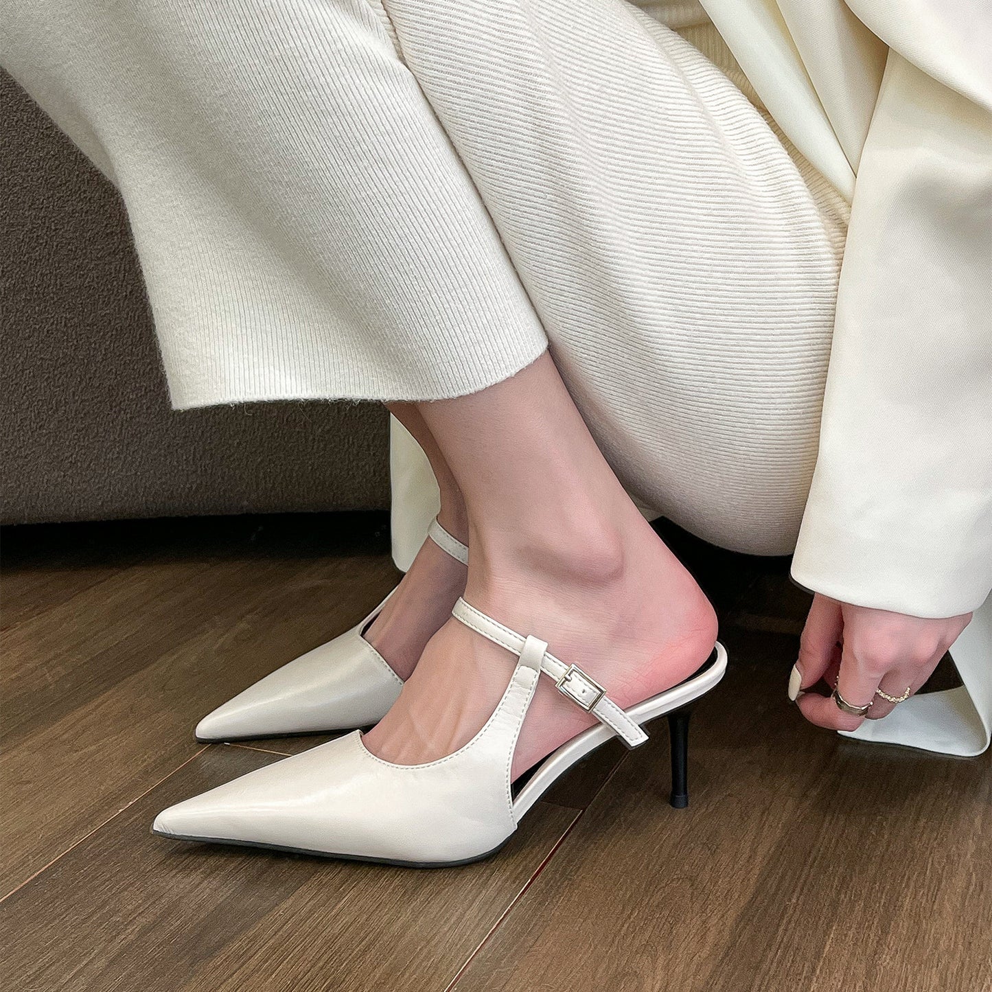 Spitze High Heel Schuhe Geschlossene Zehen Halbschuhe für Damen