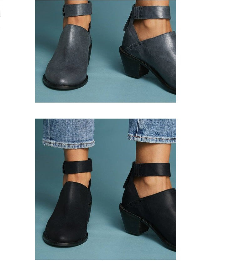 Frauen Cut Out Booties Schnalle Strap Zurück Zipper Leder Knöchel Casual Stiefel Weibliche Schuhe Calzado Mujer
