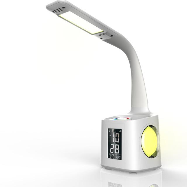 Studie LED-Schreibtischlampe USB-Ladeanschluss & Bildschirm & Kalender & Farben Nachtlicht Kinder Dimmbare Tischlampe mit Stifthalter