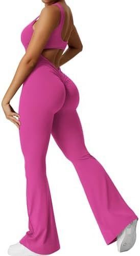 Frauen Ärmellose Flare Jumpsuits Fitness Yoga Lange Hosen