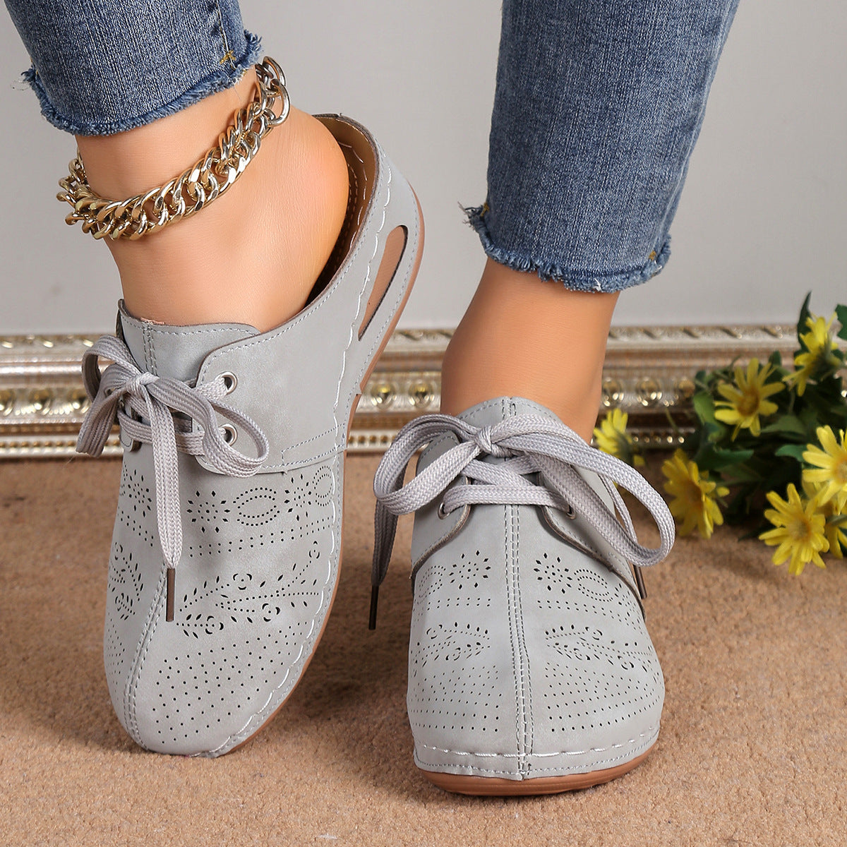 Sommer Baotou Schnürschuhe Outdoor Aushöhlen Keile Hausschuhe Für Frauen Sportschuhe
