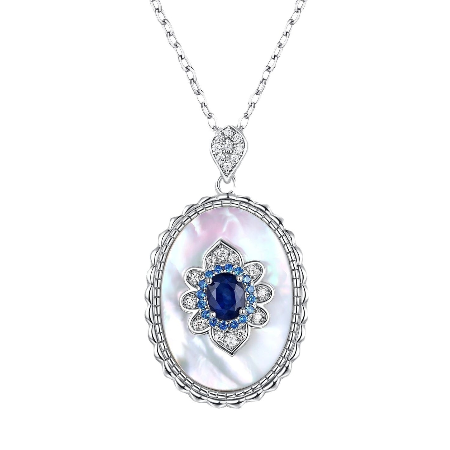 Saphir-Diamant-Anhänger, 925er Sterlingsilber, Party, Hochzeit, Anhänger, Halskette für Frauen, Charms-Schmuck