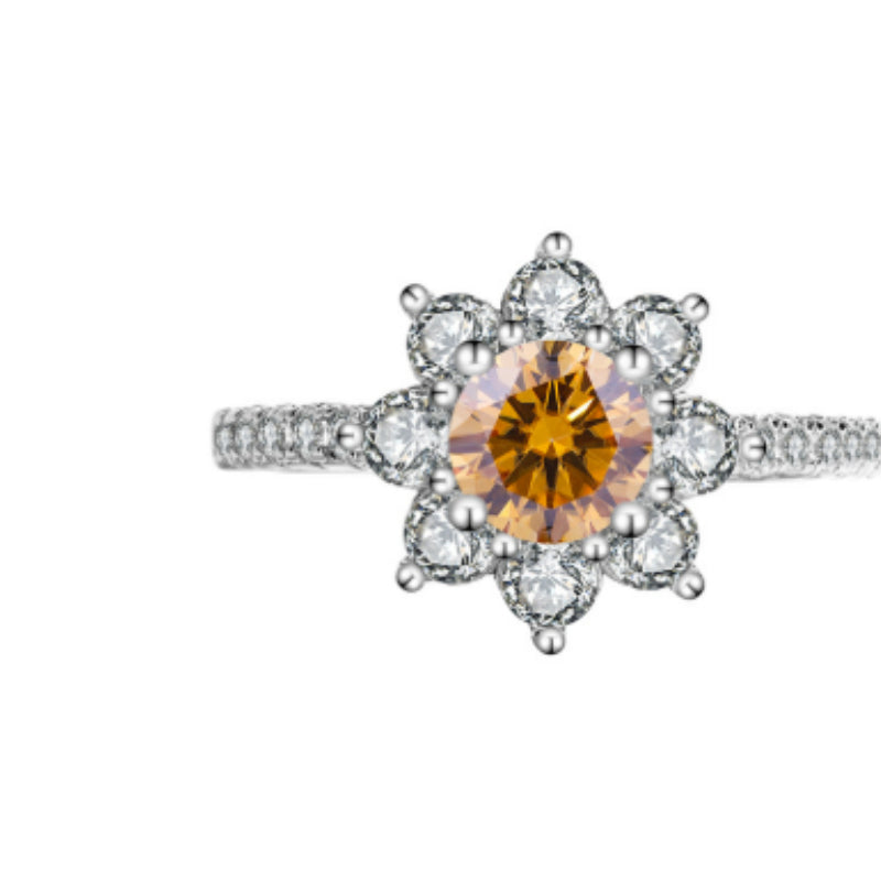 Bague Fleur Moissanite Diamant Argent Sterling 925 Femme