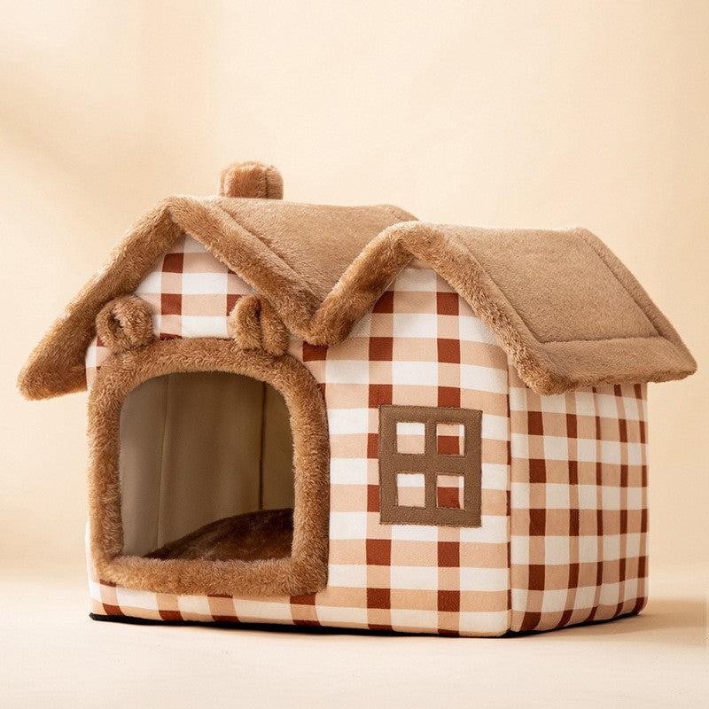 Faltbares Hundehaus Haustier Katzenbett Winter Hundevilla Schlafzwinger Abnehmbares Nest Warme geschlossene Höhle Sofa Haustierzubehör