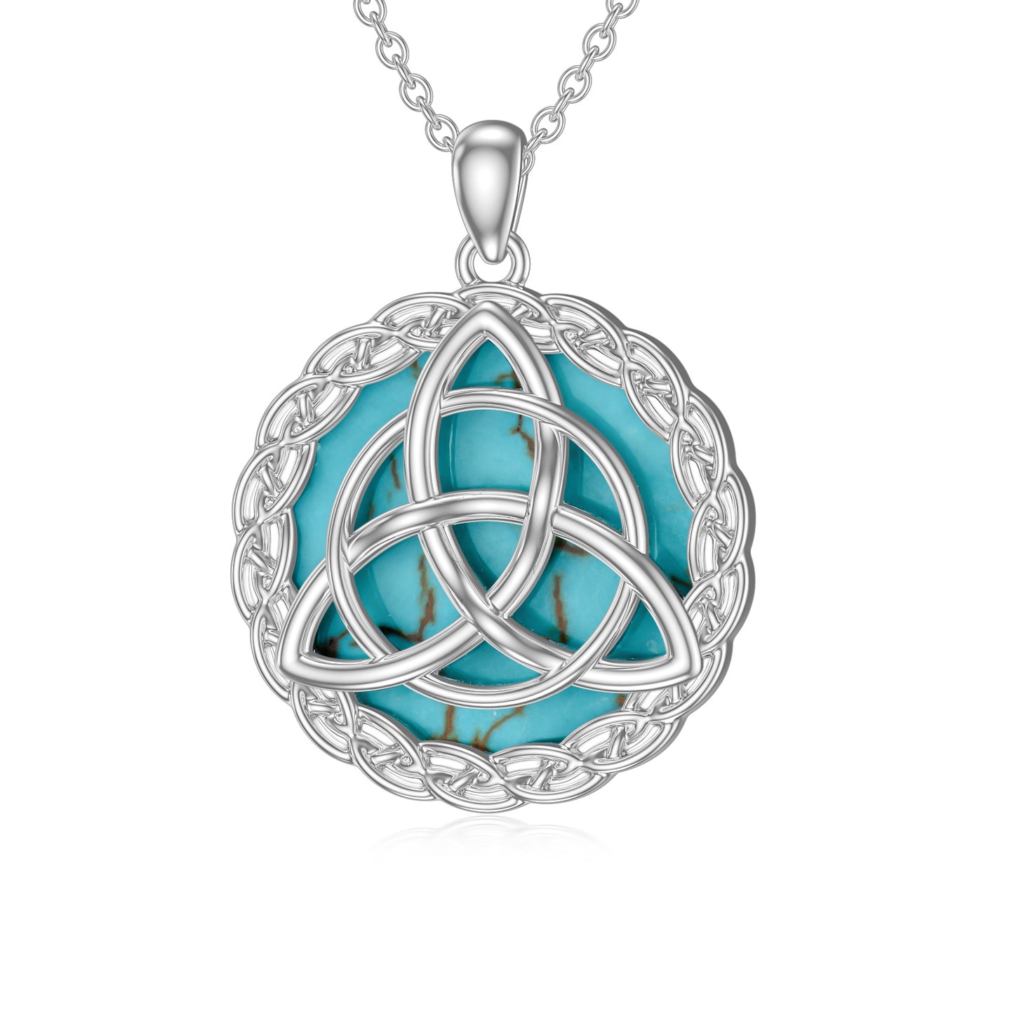 Keltische Halskette 925 Sterling Silber mit echtem Türkis Trinity Knoten Anhänger Glück Irischer Schmuck Geschenke für Frauen