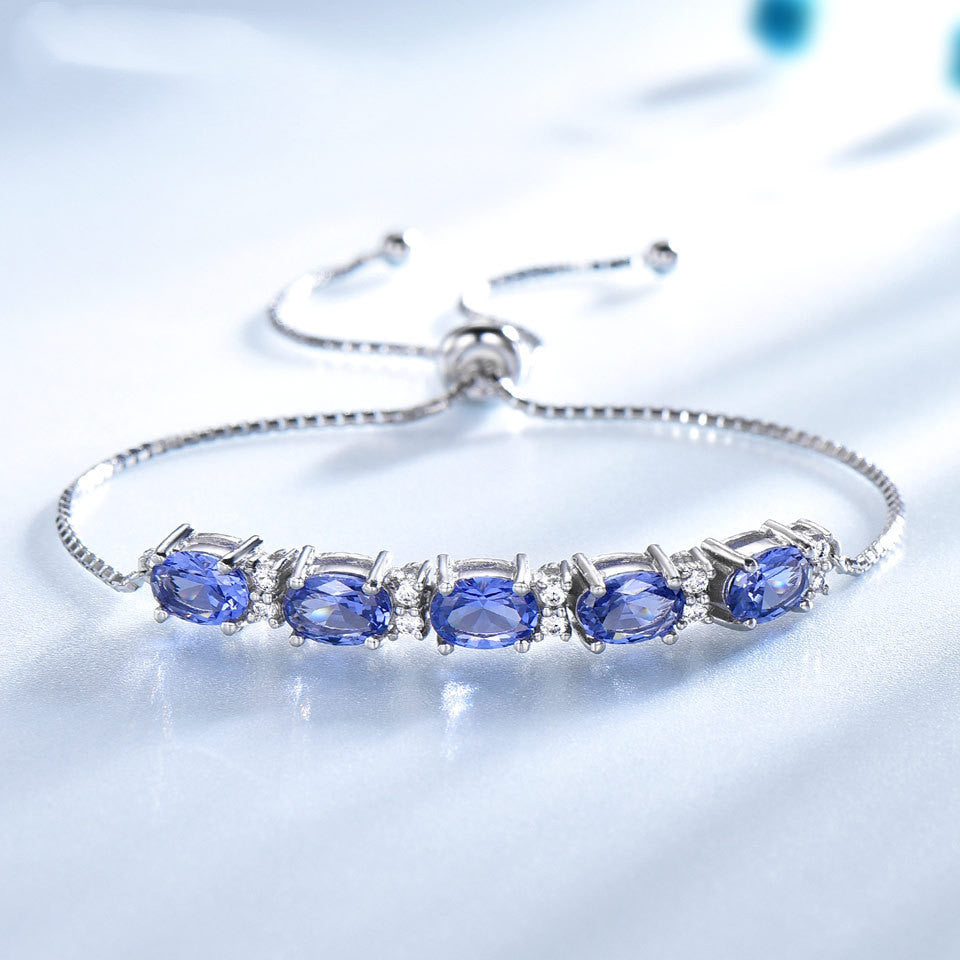 Armbänder für Damen Edelstein Blautopas Verstellbares Gliederarmband Weihnachtsgeschenke