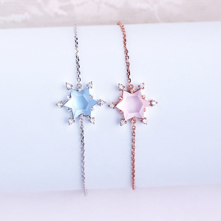 Sky blue topaz snowflake bracelet