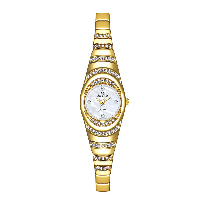 Damen Gold Uhr Diamant Armbanduhr Weibliche Mode Armband Uhren Frauen Voller Diamant Uhr