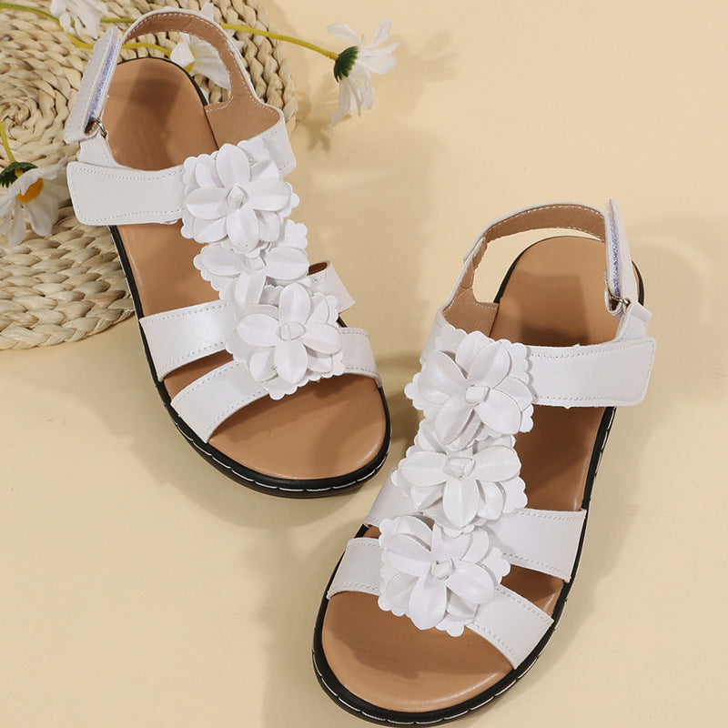 Blumen Sandalen Sommer Klettverschluss Keile Schuhe für Frauen