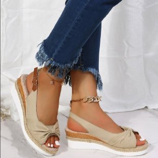 Schleife Schuhe Sommer Peep Toe Plateau Sandalen Schnalle Tägliche Freizeitschuhe