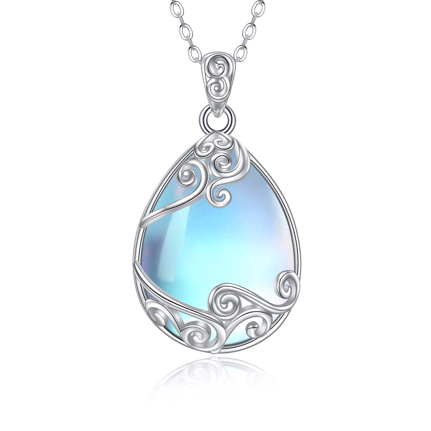 Halskette mit Mondstein-Anhänger aus Sterlingsilber-Filigran für Damen