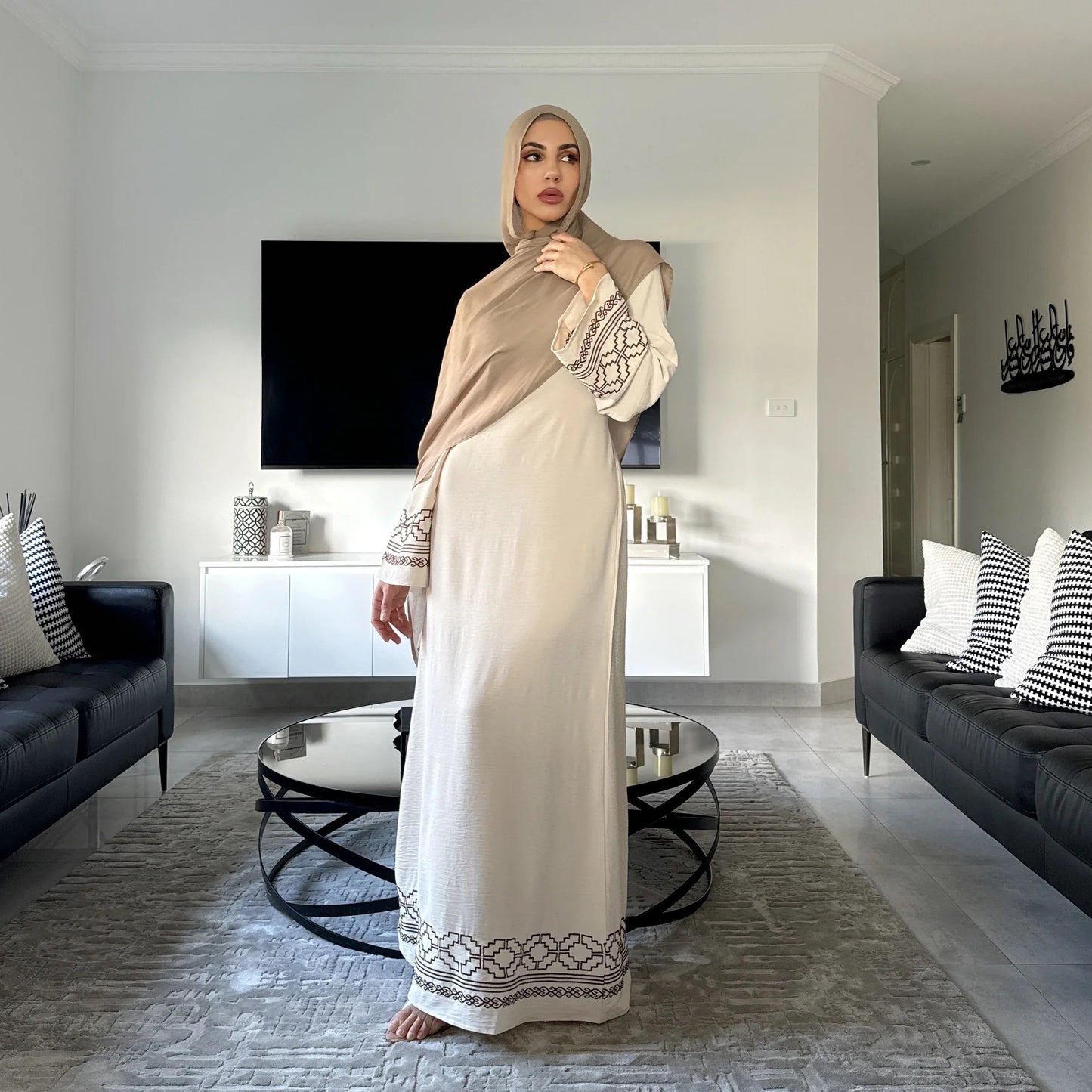 Damen Stickerei Mode Persönlichkeit Muslimisches Kleid