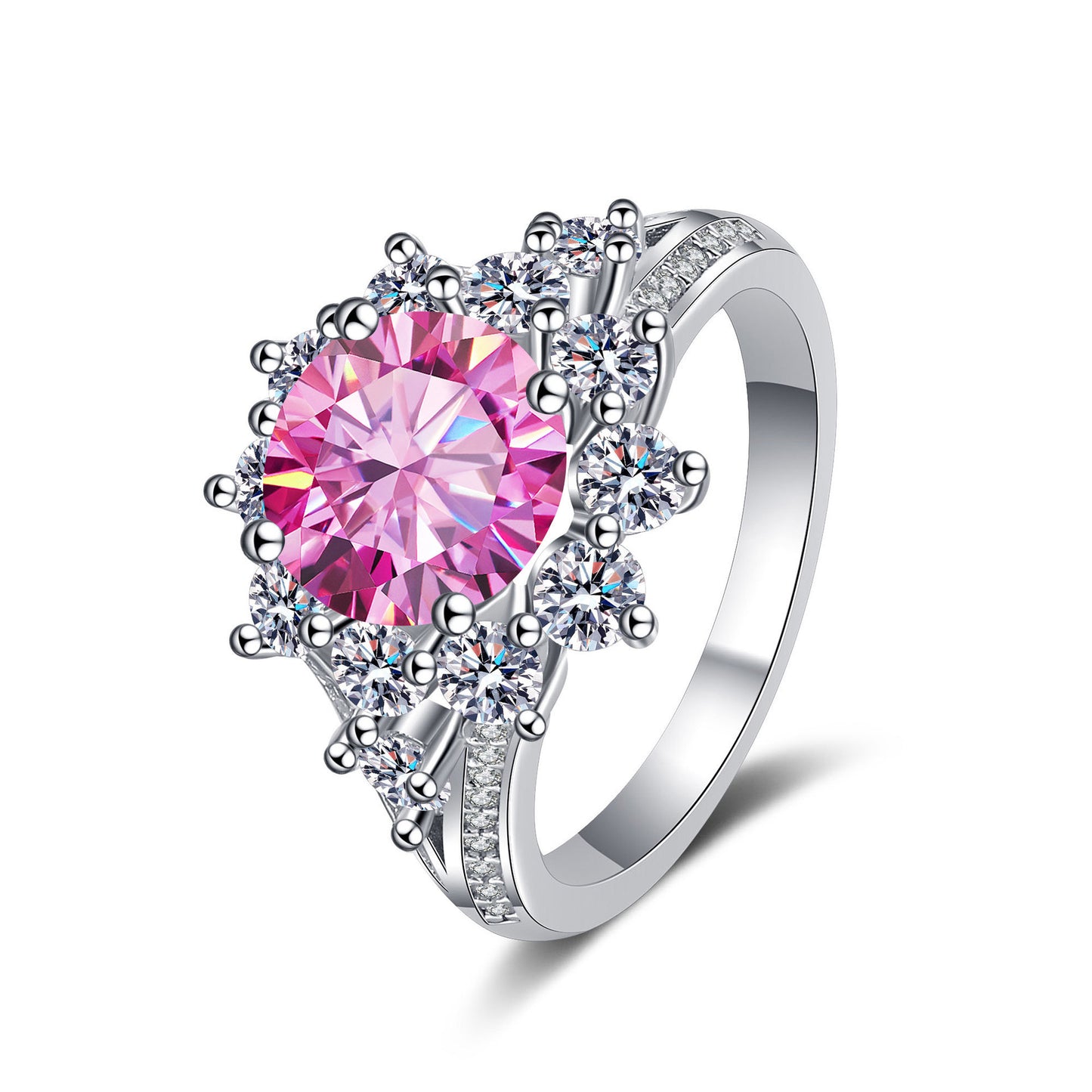 925 Sterling Silver Ring Female 3 Karat Color Moissanite Affordable Luxury Style Ring