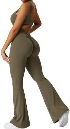 Frauen Ärmellose Flare Jumpsuits Fitness Yoga Lange Hosen