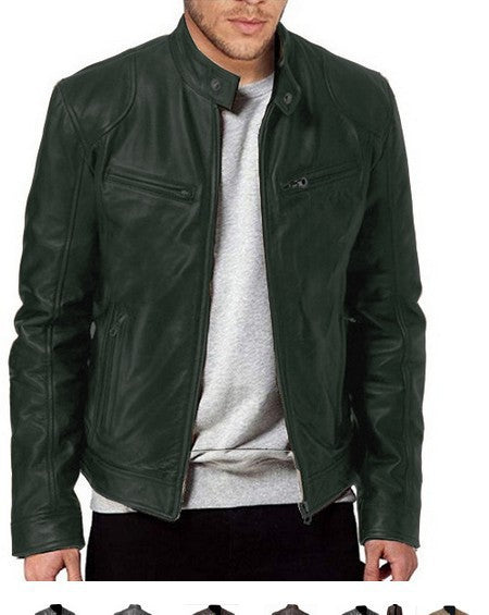 PU-Lederjacke Slim-Fit-Lederjacke