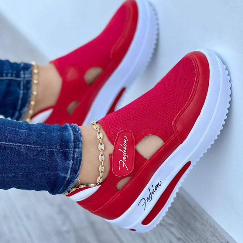Flache, atmungsaktive Mesh-Schuhe mit Klettverschluss