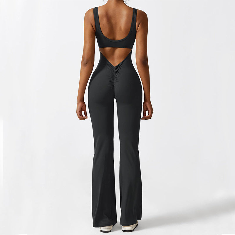 Frauen Ärmellose Flare Jumpsuits Fitness Yoga Lange Hosen