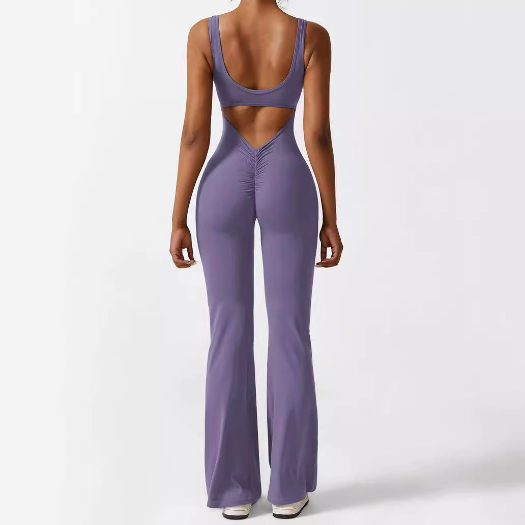 Frauen Ärmellose Flare Jumpsuits Fitness Yoga Lange Hosen