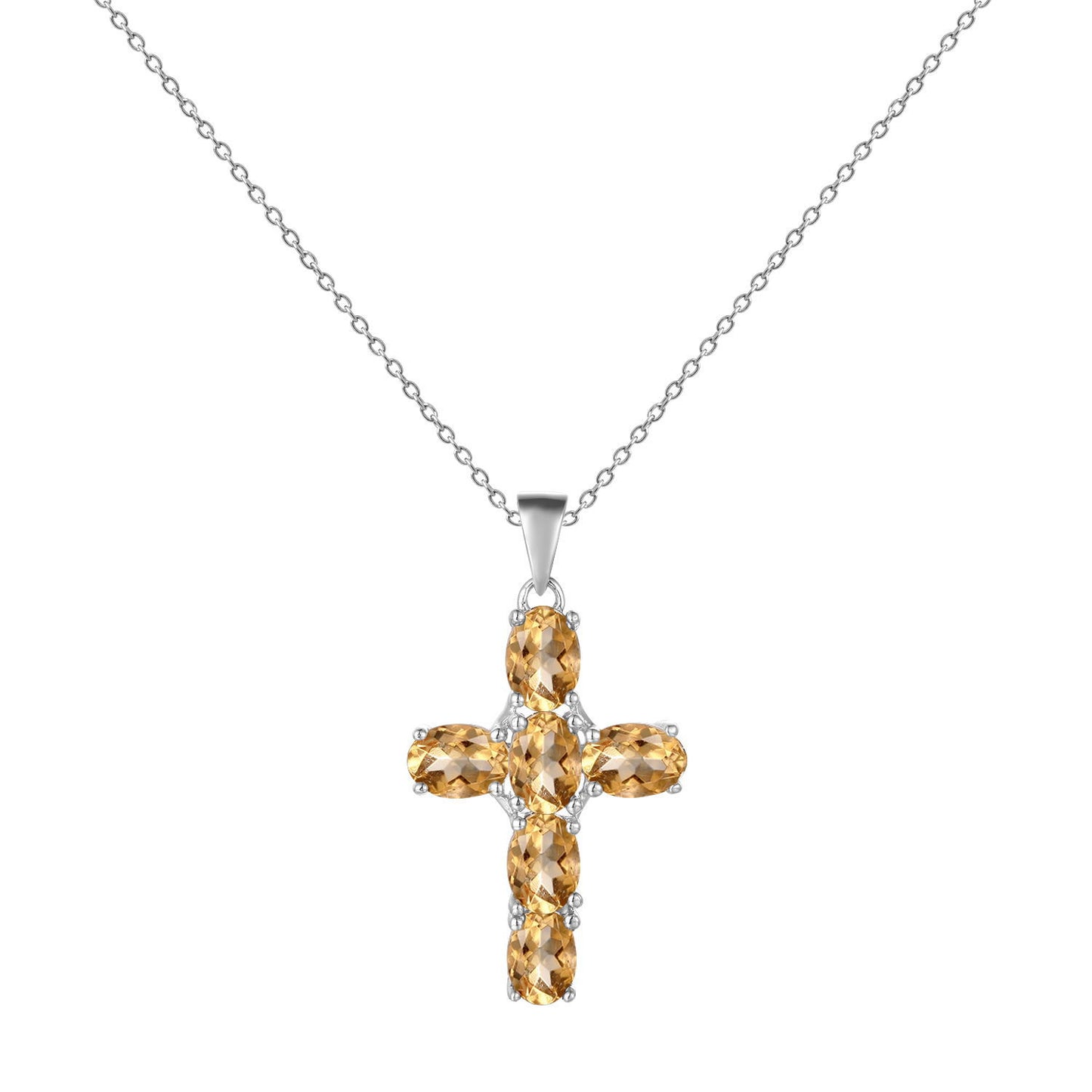 925 Silver Inlaid Crystal Cross Necklace Pendant