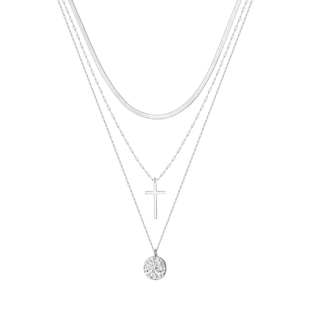 Elegant S925 Sterling Silver Cross Pendant Necklace for Women